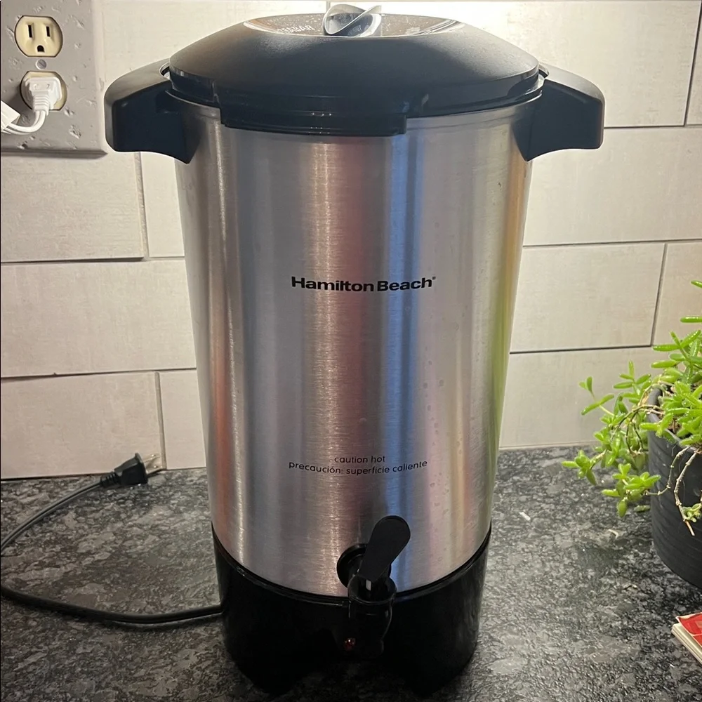 Hamilton Beach 12- 42 cup urn. Stainless with twist top. Used once or twice.